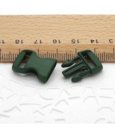 Boucle à clips - Sangle de 10 mm - Vert foncé