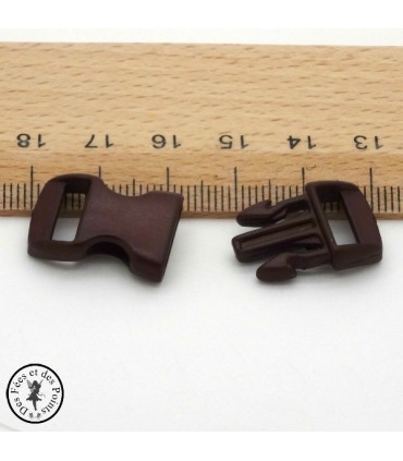 Boucle à clips - Sangle de 10 mm - Brun