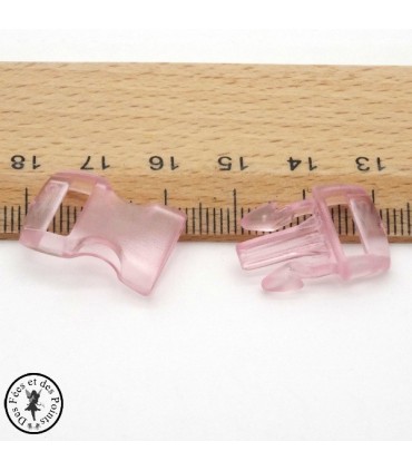 Boucle à clips - Sangle de 10 mm - Rose clair transparent