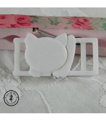 Boucle à clips - Chat Blanc - 10 mm