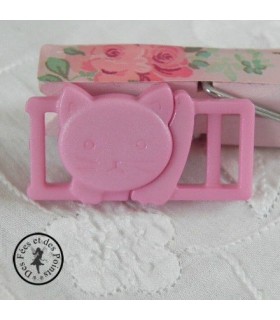 Boucle à clips - Chat Rose- 10 mm