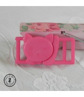 Boucle à clips - Chat Rose framboise- 10 mm
