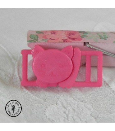 Boucle à clips - Chat Rose framboise- 10 mm