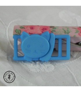 Boucle à clips - Chat Bleu ciel- 10 mm