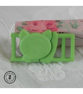 Boucle à clips - Chat Vert printemps - 10 mm