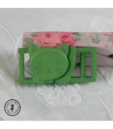 Boucle à clips - Chat Vert  - 10 mm