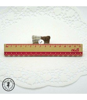 Règle en bois dentelle - Nature - Décor Rose