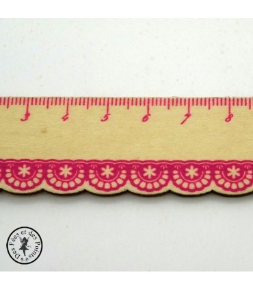 Règle en bois dentelle - Nature - Décor Rose