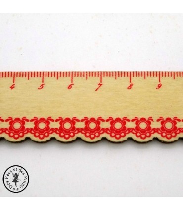 Règle en bois dentelle - Naturel - Décor Rouge