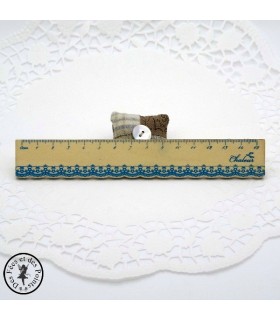 Règle en bois dentelle - Naturel - Décor Bleu