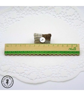 Règle en bois dentelle - Naturel - Décor Vert