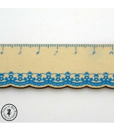 Règle en bois dentelle - Naturel - Décor Bleu