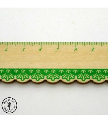 Règle en bois dentelle - Naturel - Décor Vert