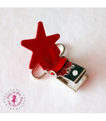 Pince métallique - Etoile - Rouge