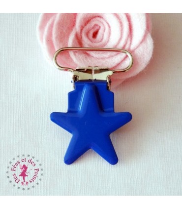 Pince métallique - Etoile - Bleu roi