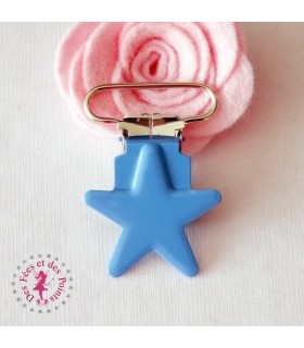 Pince métallique - Etoile - Bleu ciel