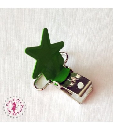 Pince métallique - Etoile - Vert