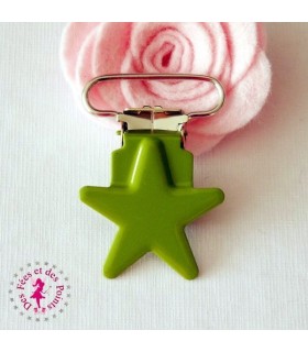 Pince métallique - Etoile - Vert Jaune