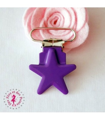 Pince métallique - Etoile - Violet