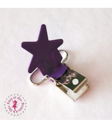 Pince métallique - Etoile - Violet