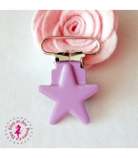 Pince métallique - Etoile - Mauve