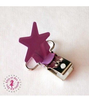 Pince métallique - Etoile - Mauve