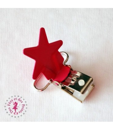 Pince métallique - Etoile - Fuchsia