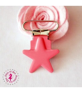 Pince métallique - Etoile - Rose