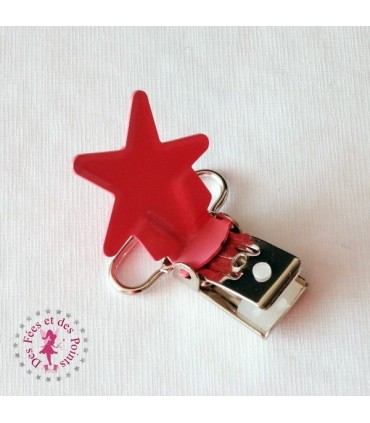 Pince métallique - Etoile - Rose