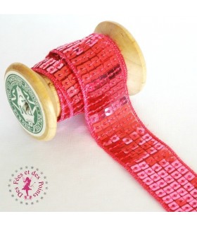Ruban Sequins - Rose barbie - 23 mm