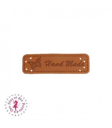 Etiquettes en cuir synthétique "Handmade" - Papillon & Couronne