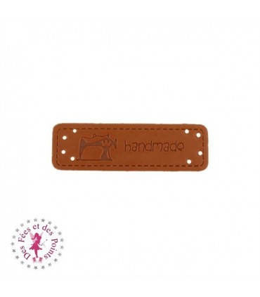 Etiquettes en cuir synthétique "Handmade" - Machine à coudre & Bouton