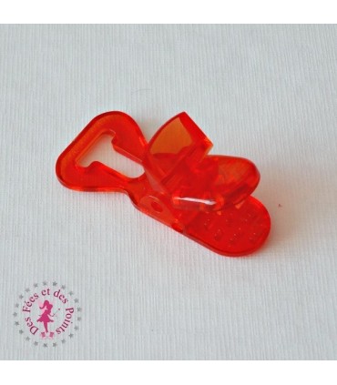 Pince attache tétine/lolette T - KAM - Rouge Transparent