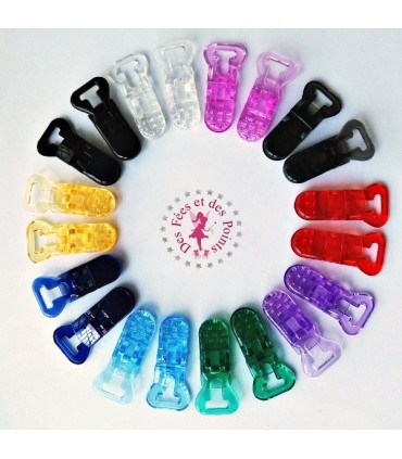 Pince attache tétine/lolette T - KAM - Rouge Transparent