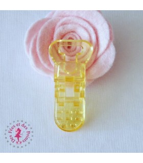 Pince attache tétine/lolette T KAM - Jaune transparent