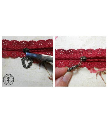 Fermeture éclair dentelle avec crochet - 20 cm - Blanc